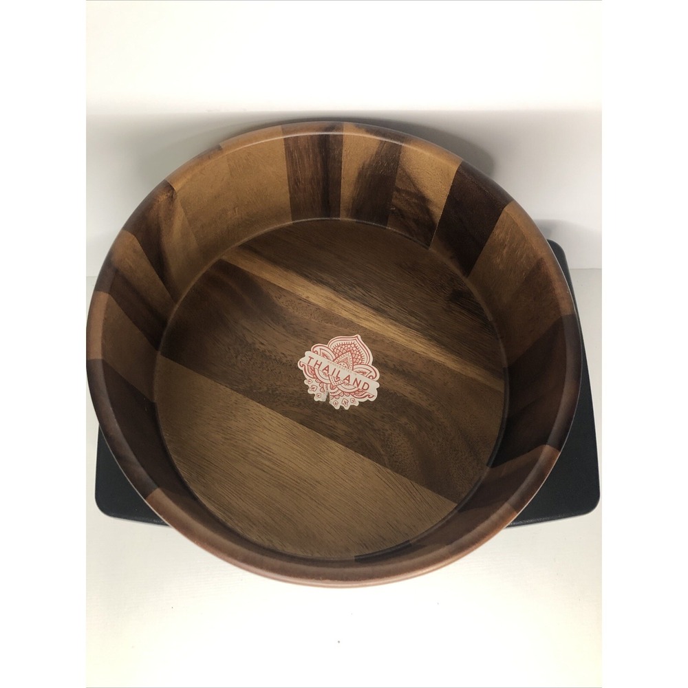 Handcrafted Wood Bowl 11" – Made in Thailand for Salad, Cereal,‎ or Serve - Picture 2 of 4
